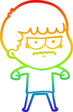 Gökkuşağı gradyan çizgi çizimi Bir insan tarafından çizilmiş rahatsız bir adam