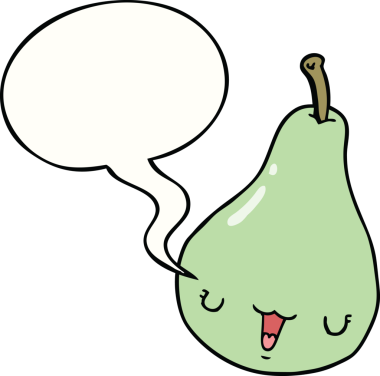 Bir insan tarafından çizilmiş konuşma baloncuklu armut.