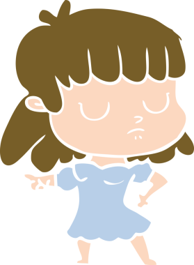 Bir insan tarafından çizilmiş düz renk çizgi film.