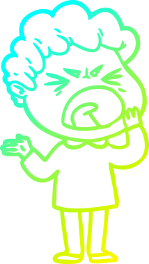 Bir insan tarafından çizilmiş öfkeli bir çizgi film karakteri.