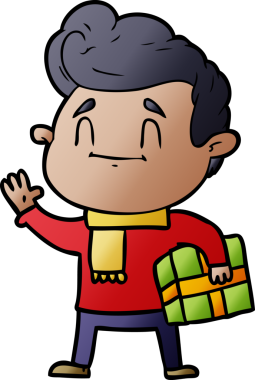 Bir insan tarafından çizilmiş mutlu çizgi film adamı.