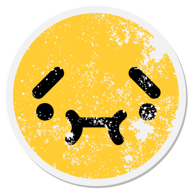 Bir insan tarafından çizilmiş utangaç, sinirli, dairesel bir etiket.