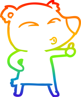 gökkuşağı gradyan çizgi çizimi bir insan tarafından çizilmiş bir karikatür ıslık ayı