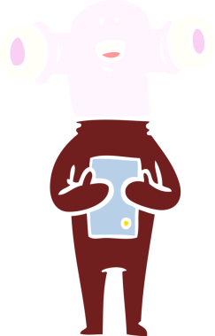 Bir insan tarafından çizilmiş düz renkli çizgi film uzaylısı.