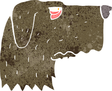 Bir insan tarafından çizilmiş çizgi film köpeği.