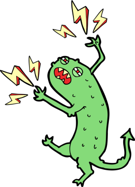 Bir insan tarafından çizilmiş küçük bir canavar.