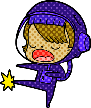 Bir insan tarafından çizilmiş astronot kadın.