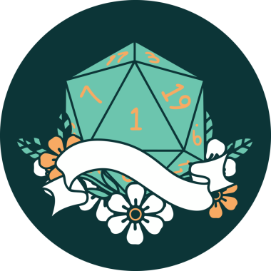 Bir insan tarafından çizilen bir d20 zar atma ikonu