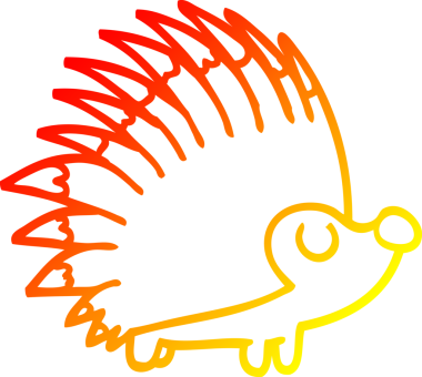 Bir insan tarafından çizilmiş sivri dikenli kirpinin sıcak çizgi çizimi