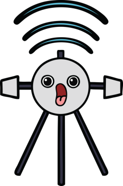 Bir insan tarafından çizilmiş sevimli bir uydu karikatürü.