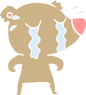 Bir insan tarafından çizilmiş düz renkli karikatür ağlayan ayı