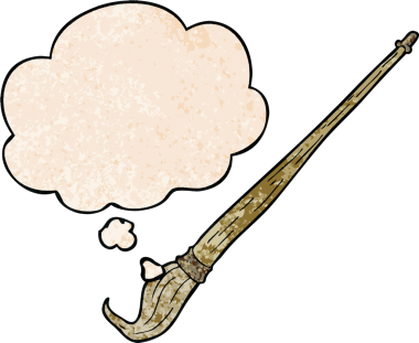 bir insan tarafından çizilmiş grunge desenli düşünce baloncuklu karikatür fırçası.