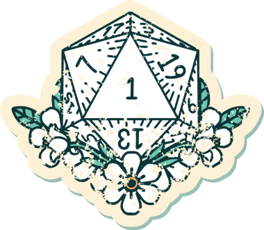 Doğal bir zarın grunge sticker 'ı bir insan tarafından çizilmiş çiçek elementleriyle yuvarlanıyor.