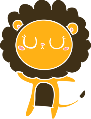 Bir insan tarafından çizilmiş düz renkli çizgi film aslanı