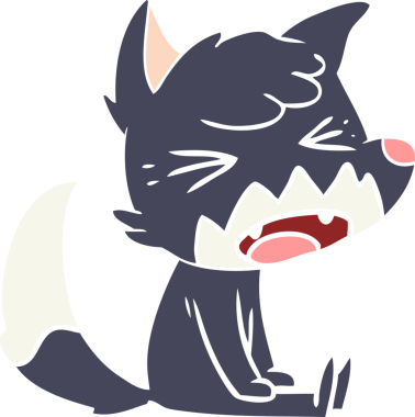 kızgın düz renkli tilki çizgi filmi bir insan tarafından çizilmiş.