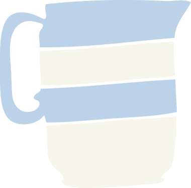 Bir insan tarafından çizilmiş düz renkli süt sürahisi