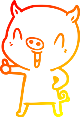 Bir insan tarafından çizilmiş mutlu çizgi film domuzu çizimi.