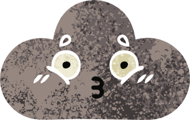 Bir insan tarafından çizilmiş bir fırtına bulutunun retro çizim tarzı karikatürü