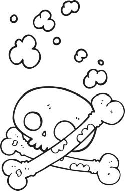 Bir insan tarafından çizilmiş eski bir kemik yığını.