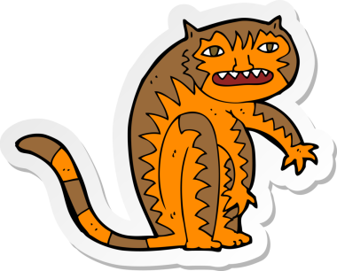 Bir insan tarafından çizilmiş karikatür kaplanı çıkartması.