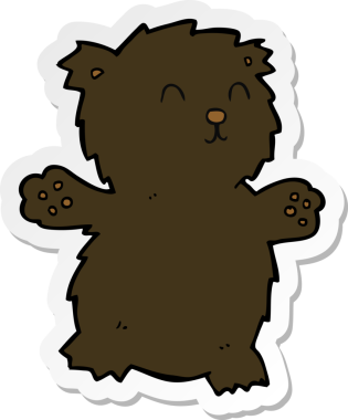 Bir insan tarafından çizilmiş oyuncak ayının çıkartması.