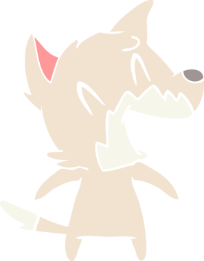 Bir insan tarafından çizilmiş gülen tilki düz renkli çizgi film.