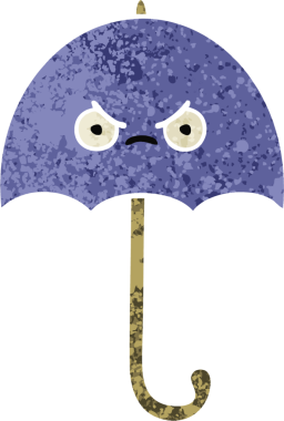 Bir insan tarafından çizilmiş bir şemsiyenin retro çizim tarzı karikatürü