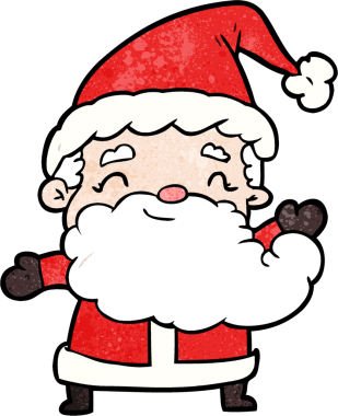 Bir insan tarafından çizilmiş Noel Baba çizgi filmi.