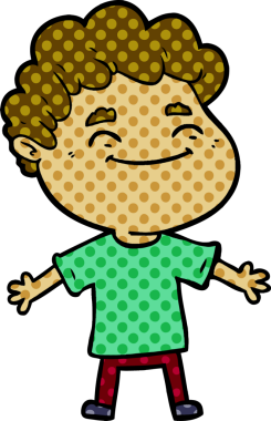 Bir insan tarafından çizilmiş çizgi film dostu bir adam.