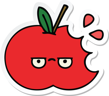 Bir insan tarafından çizilmiş kırmızı bir çizgi filmin çıkartması.