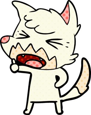 Bir insan tarafından çizilmiş kızgın çizgi film tilkisi.