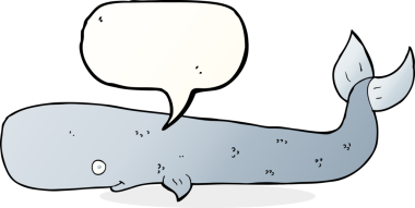 Bir insan tarafından çizilmiş konuşma balonlu çizgi film balinası