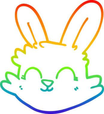 Gökkuşağı gradyan çizgi çizimi Bir insan tarafından çizilmiş mutlu tavşan