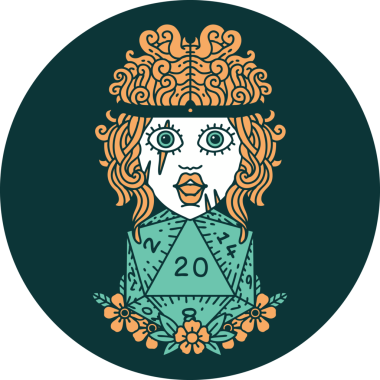 Bir insan tarafından çizilmiş 20 zarlı insan barbar simgesi.