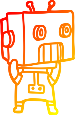 Bir insan tarafından çizilen çizgi film robotunun sıcak çizgi çizimi