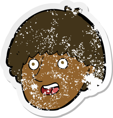 Bir insan tarafından çizilmiş mutlu erkek yüzünün gerici, sıkıntılı çıkartması.