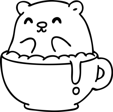 Küçük bir ayının çizgi karalaması lattene oturmuş maalesef bir insan tarafından çizilmiş.