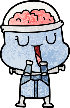 Bir insan tarafından çizilmiş mutlu çizgi film robotu