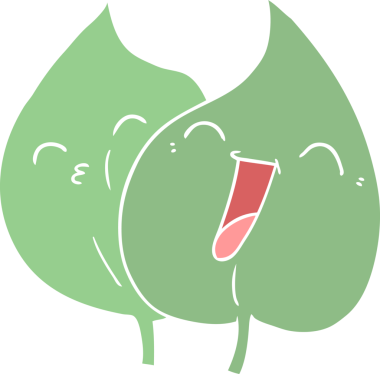 bir insan tarafından çizilmiş komik düz renkli çizgi film yaprakları