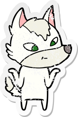 Bir insan tarafından çizilmiş dost canlısı bir kurdun sıkıntılı çıkartması.