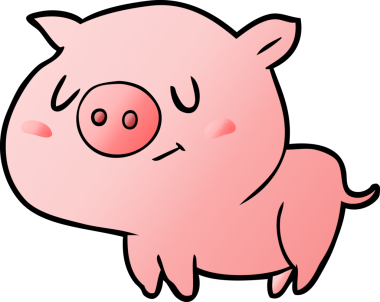 Bir insan tarafından çizilmiş şirin çizgi film domuzu.