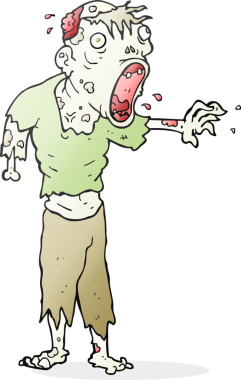 Bir insan tarafından çizilmiş serbest çizim bir zombi çizgi filmi.