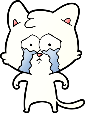 Bir insan tarafından çizilmiş ağlayan kedi çizgi filmi.