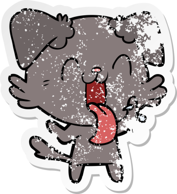 Bir insan tarafından çizilmiş, nefes nefese kalmış bir köpeğin sıkıntılı çıkartması.