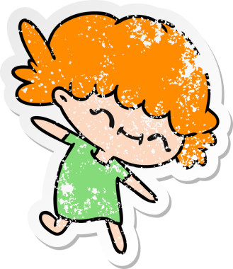 Bir insan tarafından çizilmiş tatlı kawai kızının serbest sticker 'ı.