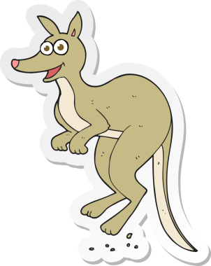 Bir insan tarafından çizilmiş bir kangurunun çıkartması.
