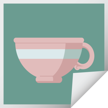 Bir insan tarafından çizilmiş kahve fincanı grafik vektör kare etiketi