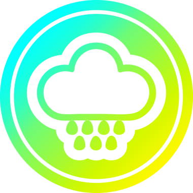 Bir insan tarafından çizilen serin gradyan bitiş ile yağmur bulutu dairesel simgesi