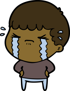 Bir insan tarafından çizilmiş ağlayan çizgi film adamı.