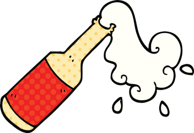 Bir insan tarafından çizilmiş çizgi roman tarzı köpürme şişesi.